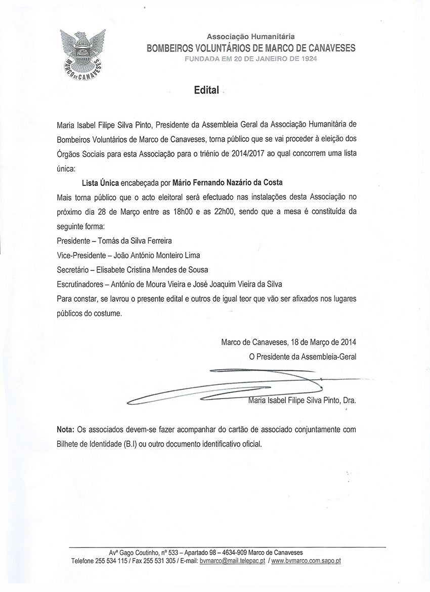 Eleições para o triénio 2014/2017